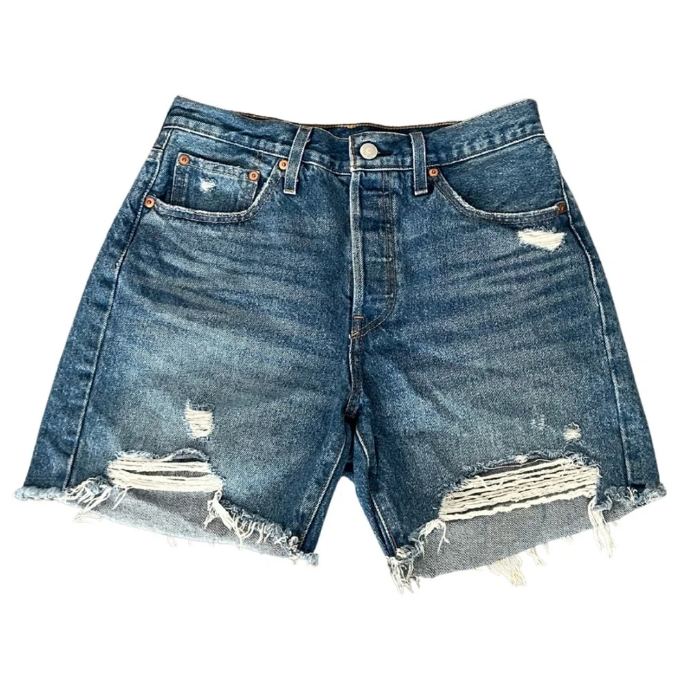 Levi’s 501 Original Denim Shorts | Medium Blue | Size 28 - Picture 1 of 5